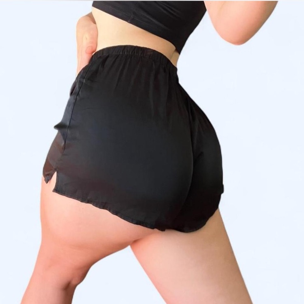 Vintage Black Satin Booty Shorts